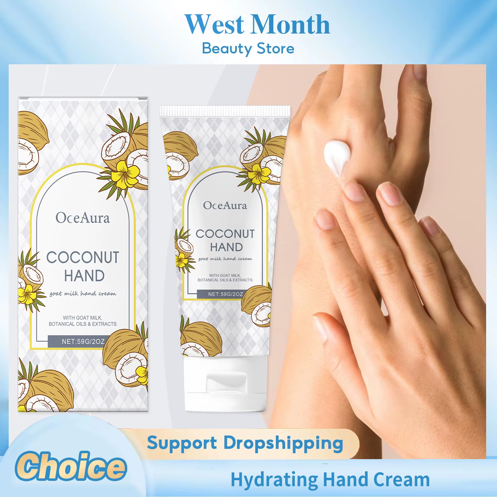 Crème hydratante pour les mains à la noix de coco