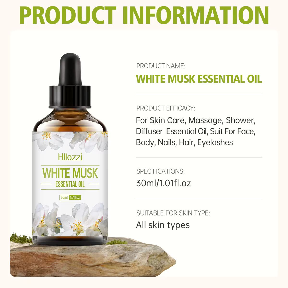 Huile essentielle de musc blanc vanille blanche riche odeur soins de la peau