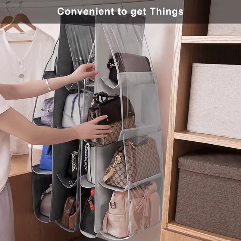 Sac de rangement suspendu en tissu Double face, multicouche, anti-poussière, Type suspendu, sac de garde-robe domestique, support de rangement