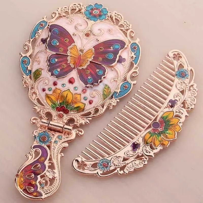 Miroir De maquillage à main Vintage esthétique petit miroir De Style européen Portable Espejo De Mano accessoires De décoration pour la maison