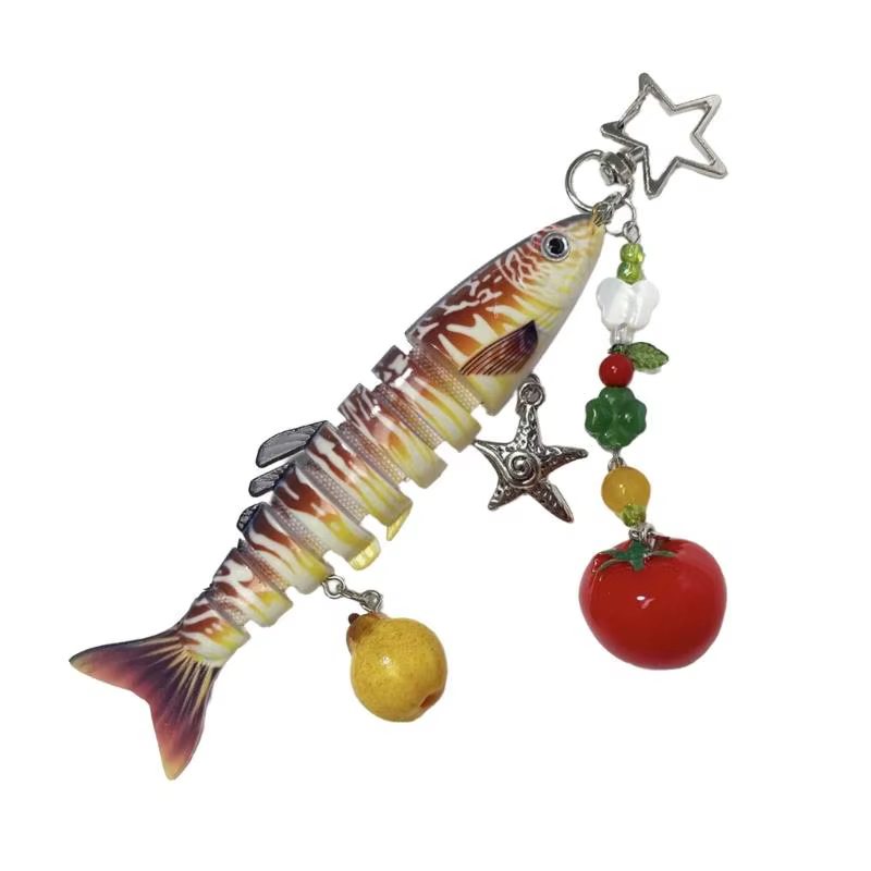 Porte-clés en poisson artificiel 39BB, fabriqué à main, cadeau Unique pour les pêcheurs les enfants