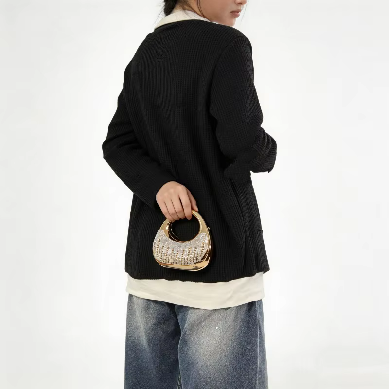 Mini sacs de soirée dorés, sacs à main de luxe de créateur, sacs à bandoulière de forme originale, pochettes en acrylique pour fêtes et mariages