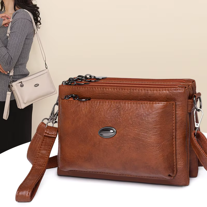 Sac à main multicouche en cuir souple pour femmes, nouvelle mode, sac pour maman moyenne et âgée, cent paires, épaule simple D, 2025
