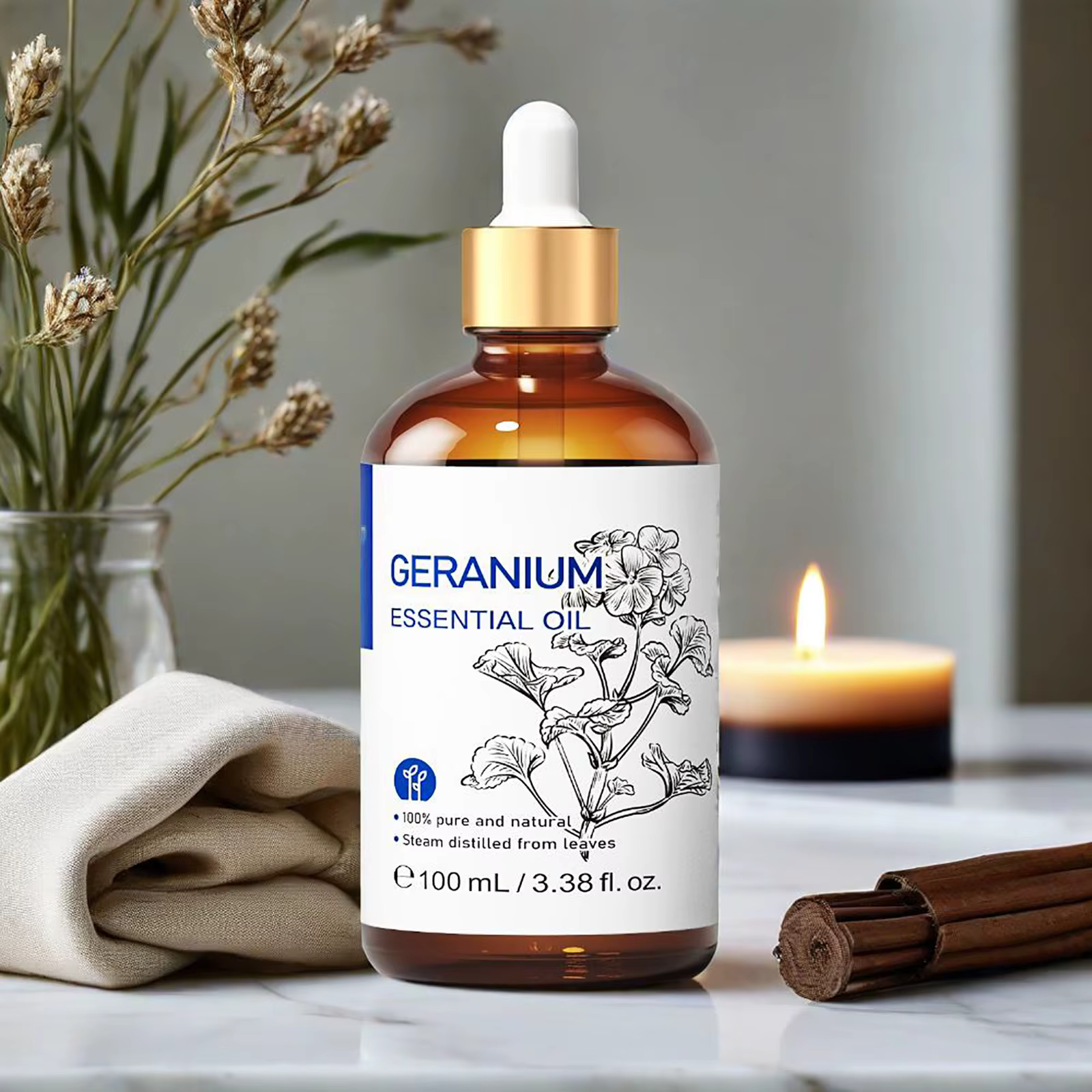 HIQILI huile essentielle de géranium 100% pur naturel Rose hortelle d'eucalyptus ​ ​ Fabrication de bougies diffuseur