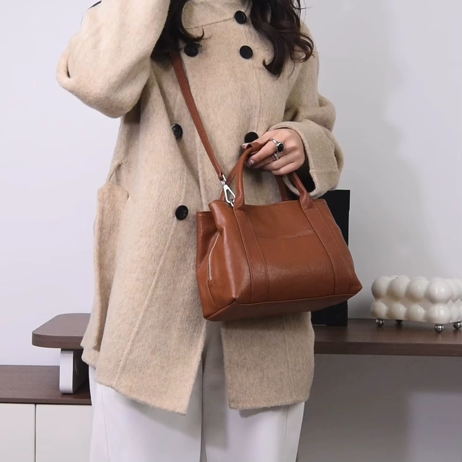 Sac à main de luxe en cuir véritable pour femme, grande capacité, sac de créateur, sac à bandoulière tendance pour femme