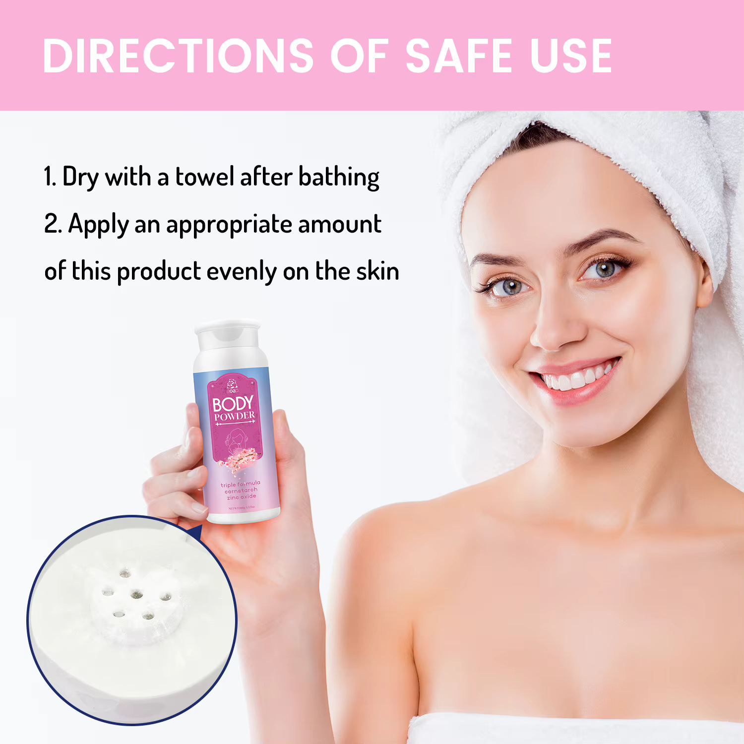 Aoao Sakura poudre pour le corps en fleurs de cerisier-amidon de maïs naturel et oxyde de zinc avec aloe vera et