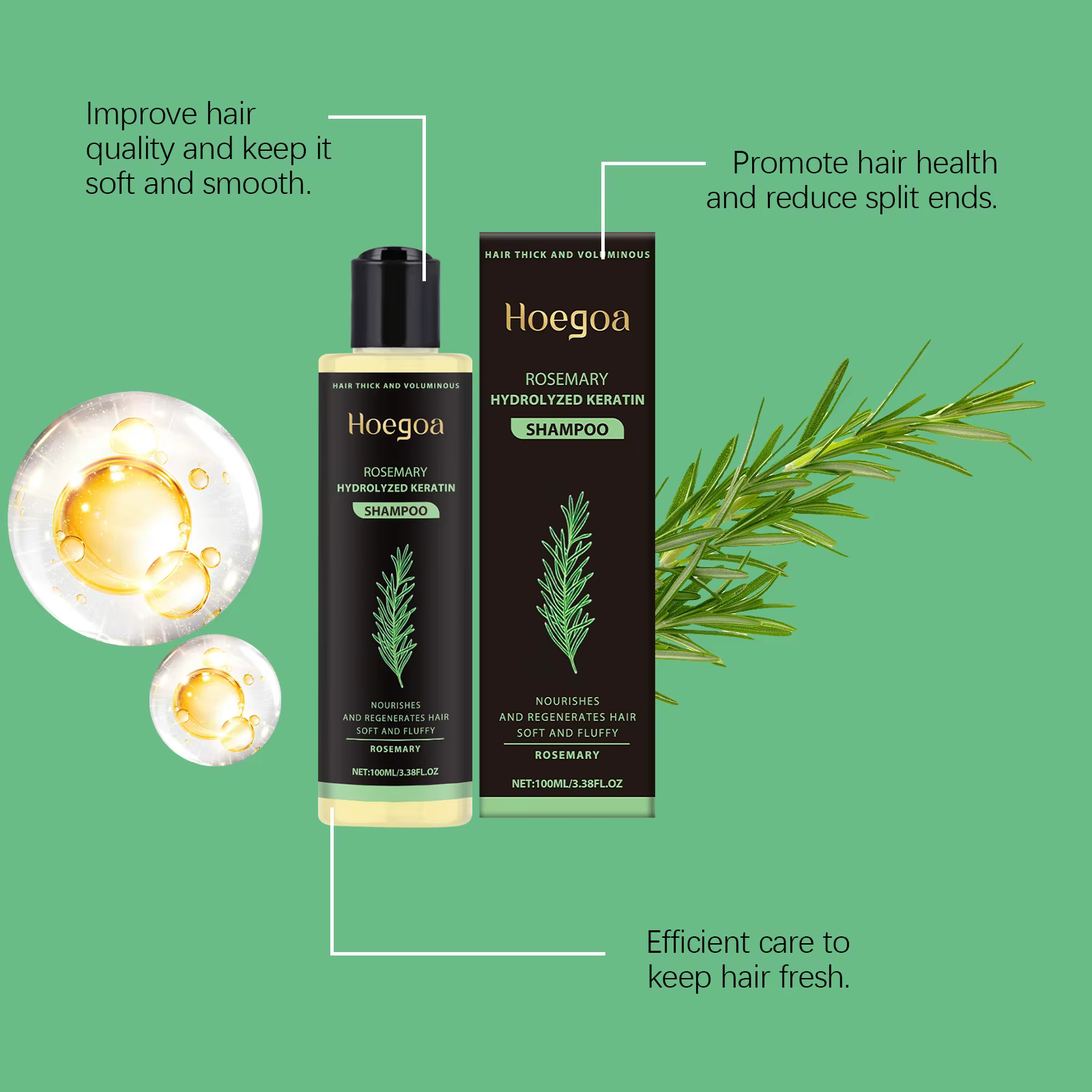 Shampoing au romarin pour la croissance des cheveux, nettoyage en profondeur du cuir chevelu, Anti-pelliculaire, contrôle de l'huile, renforcement des racines, nourrissant, volumateur