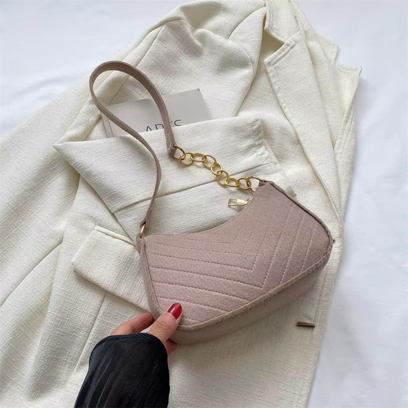 Mini sacs à bandoulière pour femmes, sac en feutre à la mode, Design avancé sous les bras, beaux sacs à main croissant, sacoche de selle 2025