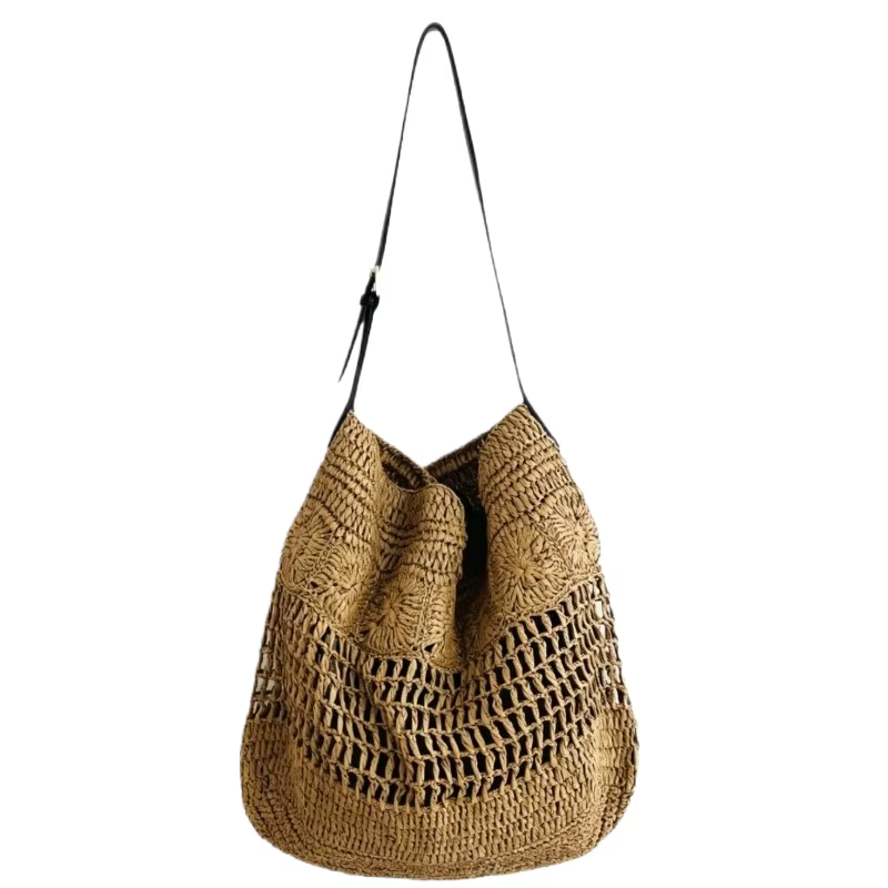 Sac à bandoulière pour femme grande capacité, tissé à la main, durable, design color block, pour voyage, travail, quotidien, vintage, élégant, décontracté