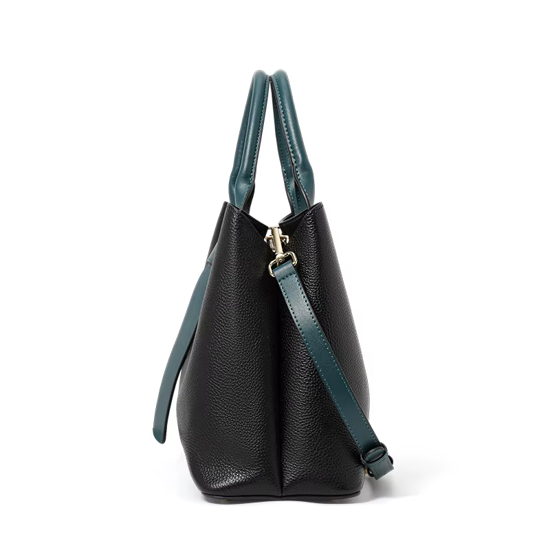 Sac à main chic en cuir color-block avec poignées supérieures