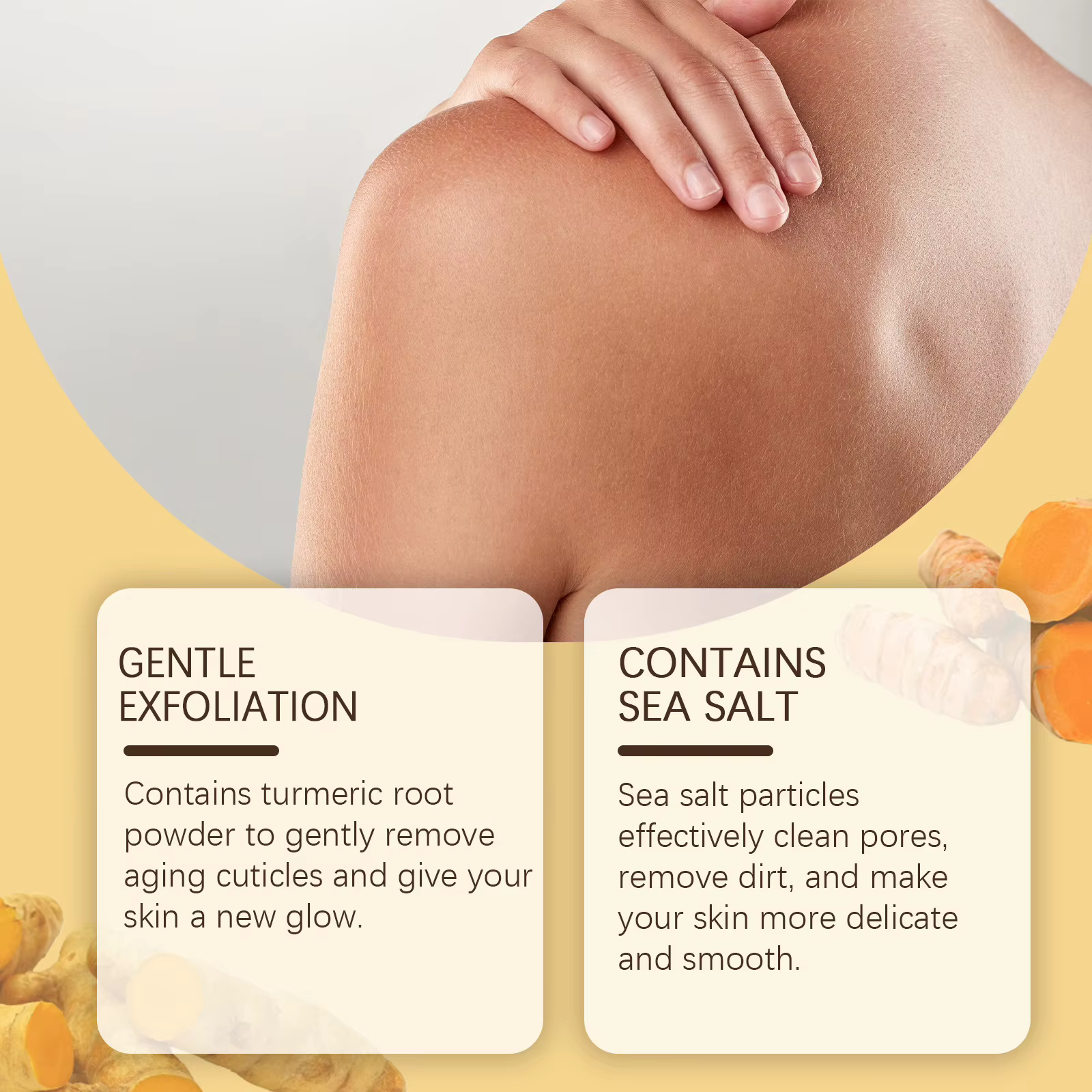 Curcuma Gommage Corporel pour Femmes Hommes Éclaircissant Exfolier Enlever La Peau Morte Pores Nettoyage Foncé