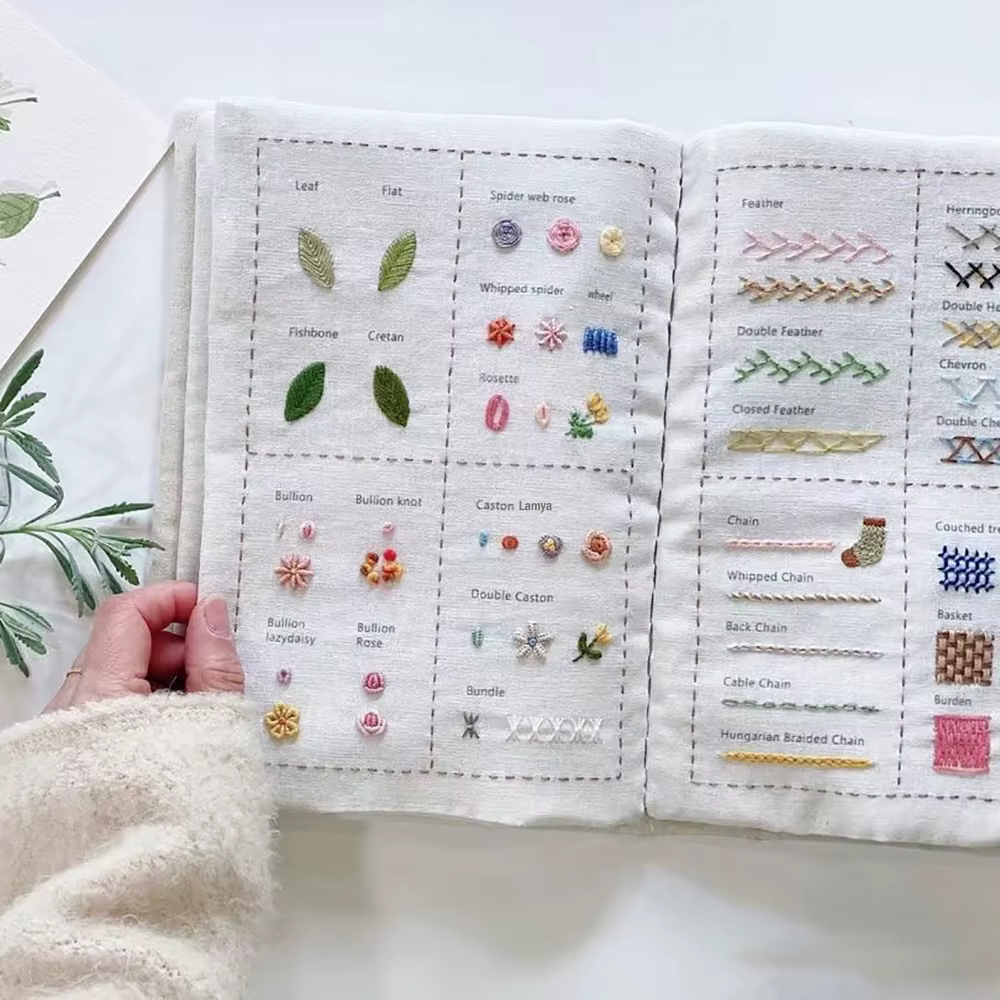 Livre de points de broderie à la main pour débutants, livres de couture créatifs, livre de broderie DIY avec tutoriels vidéo étape par étape