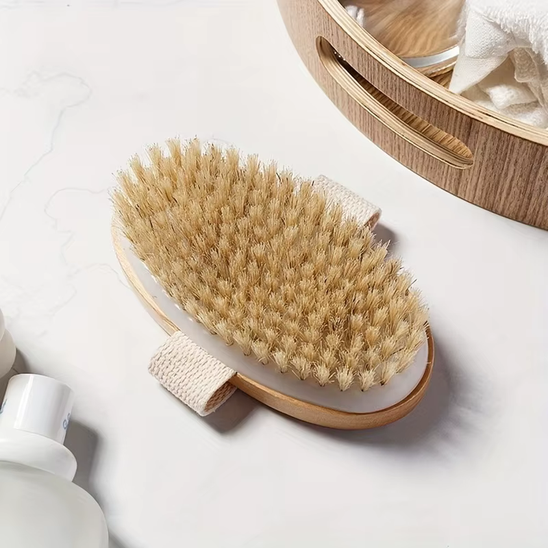 Brosse pour le corps sec avec exfolie - Poils naturelles pour un usage humide et sec | Masseur de cellulite de qualité