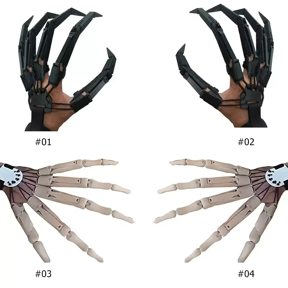 Doigts articulés d'Halloween, doigts factices effrayants, mains de squelette, accessoires de griffes de fantôme réalistes, équipement de cosplay, gants de doigts