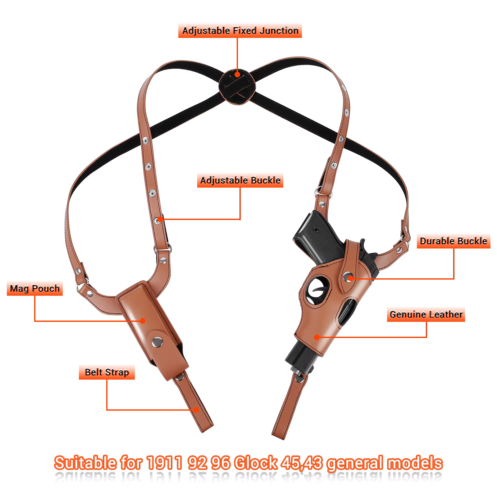 Étui en cuir pour holster sous le bras pour droitier G17 G19 G1-5