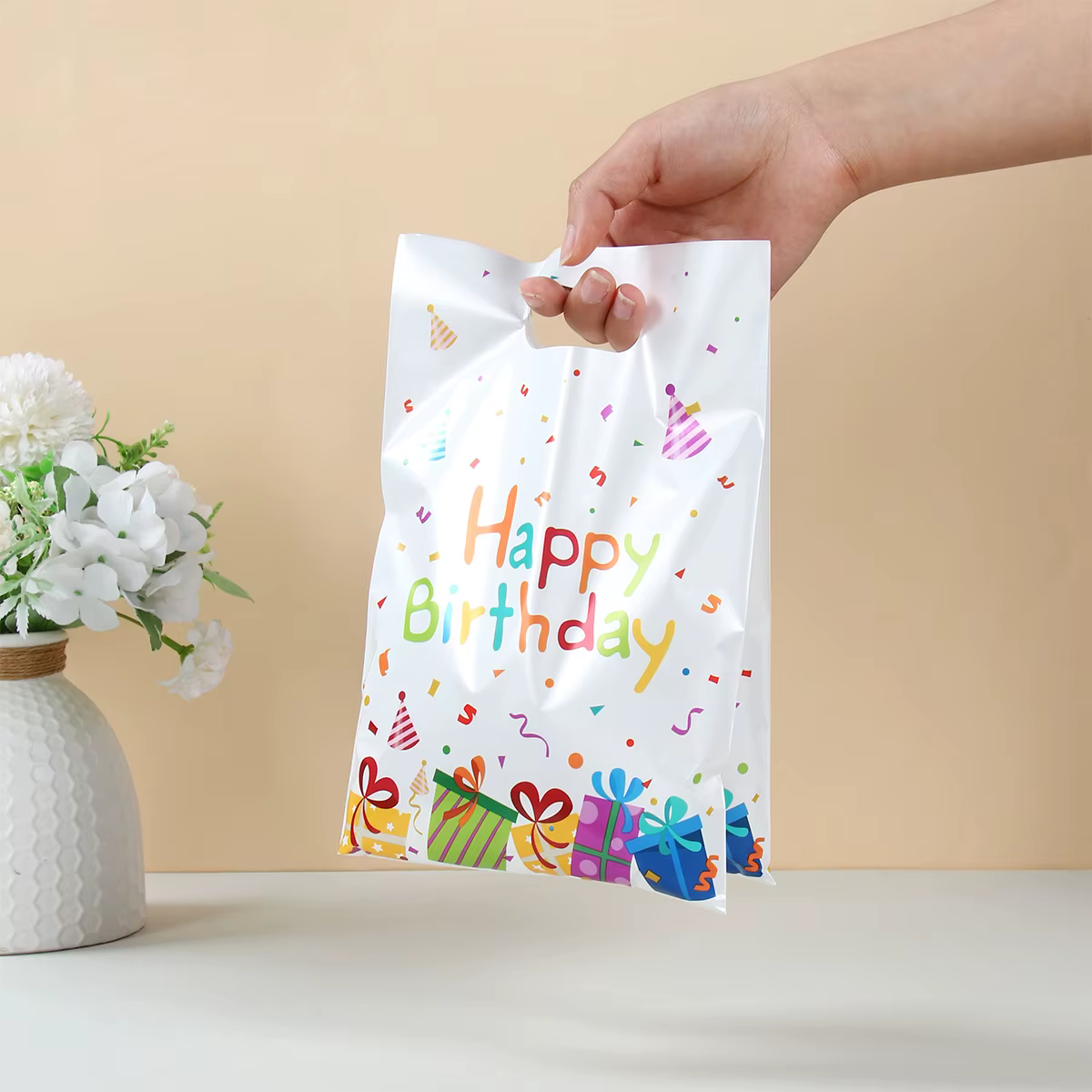 Boîte cadeau colorée joyeux anniversaire, 10/25/50 pièces, sacs à main, bonbons, biscuits, cadeaux pour enfants, décorations de fête d'anniversaire, fournitures de fête