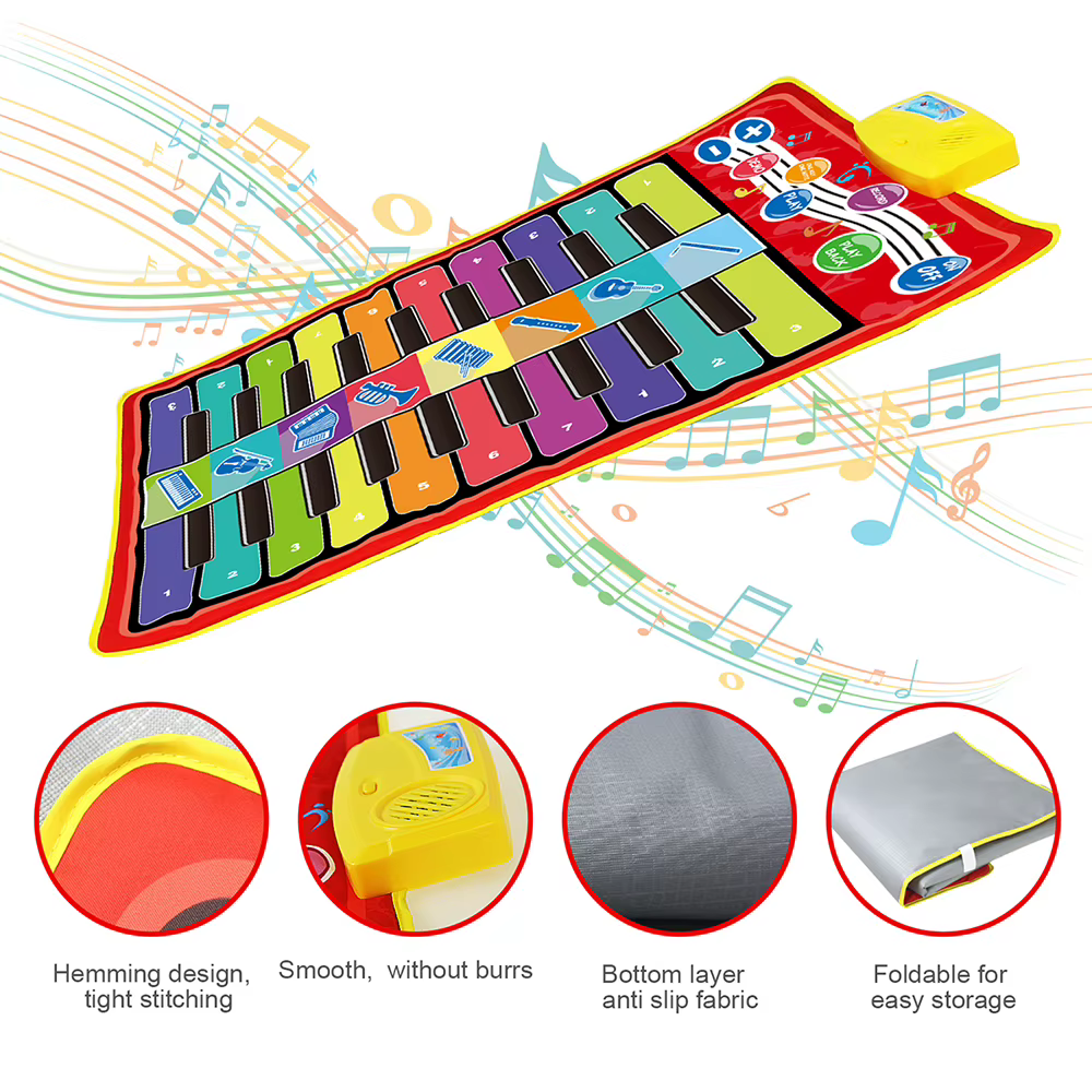 Tapis de Piano Musical pour enfants, tapis de jeu pour clavier Duet, 20 touches, Piano au sol avec 8 sons d'instruments, 5 Modes Paly, tapis de danse, jouets éducatifs