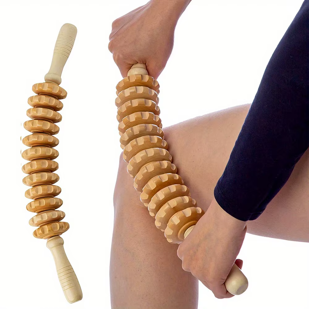Rouleau de massage en bois pour la cellulite