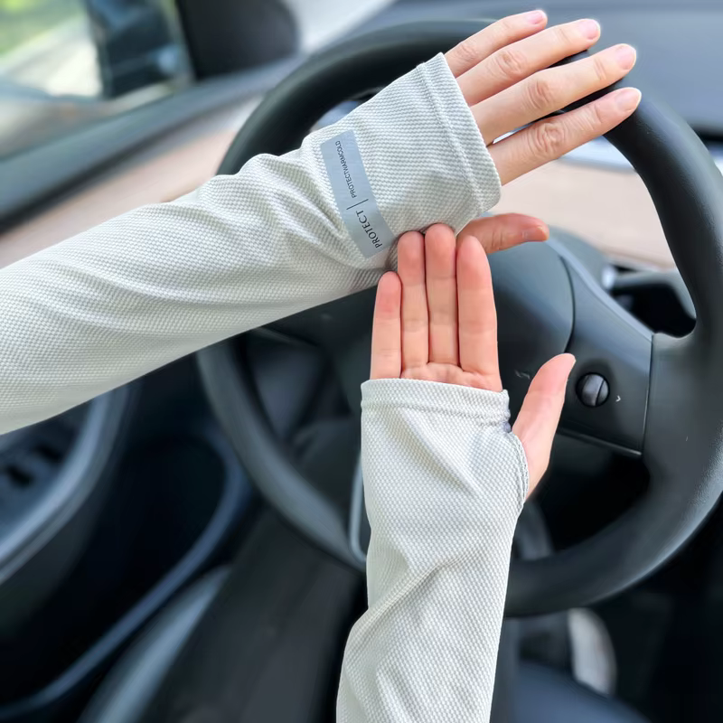 Ensemble de manchons de Protection solaire en soie glacée pour hommes, manchons de bras de conduite d'été, grande taille, manchons de Protection des bras de cyclisme amples