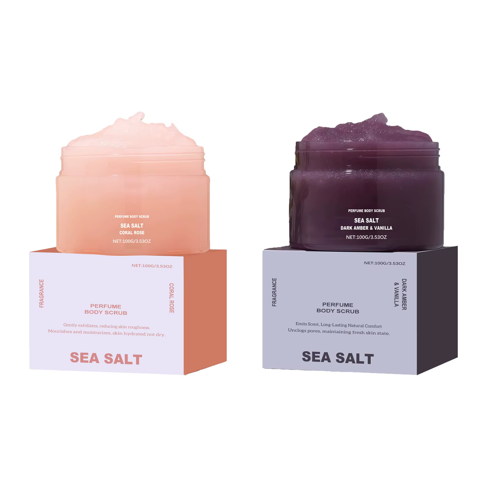 Parfum gommage corporel hydratant lissant peau exfoliant naturel sel Rose corail ambre vanille