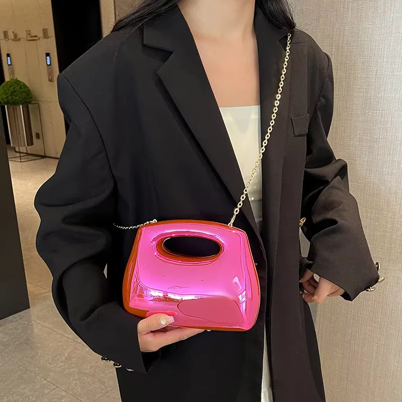 Sac à main hobo en acrylique doré pour femme, sac à main de plage transparent, sac à main de soirée, poignée supérieure ronde, fête de mariage, designer de luxe