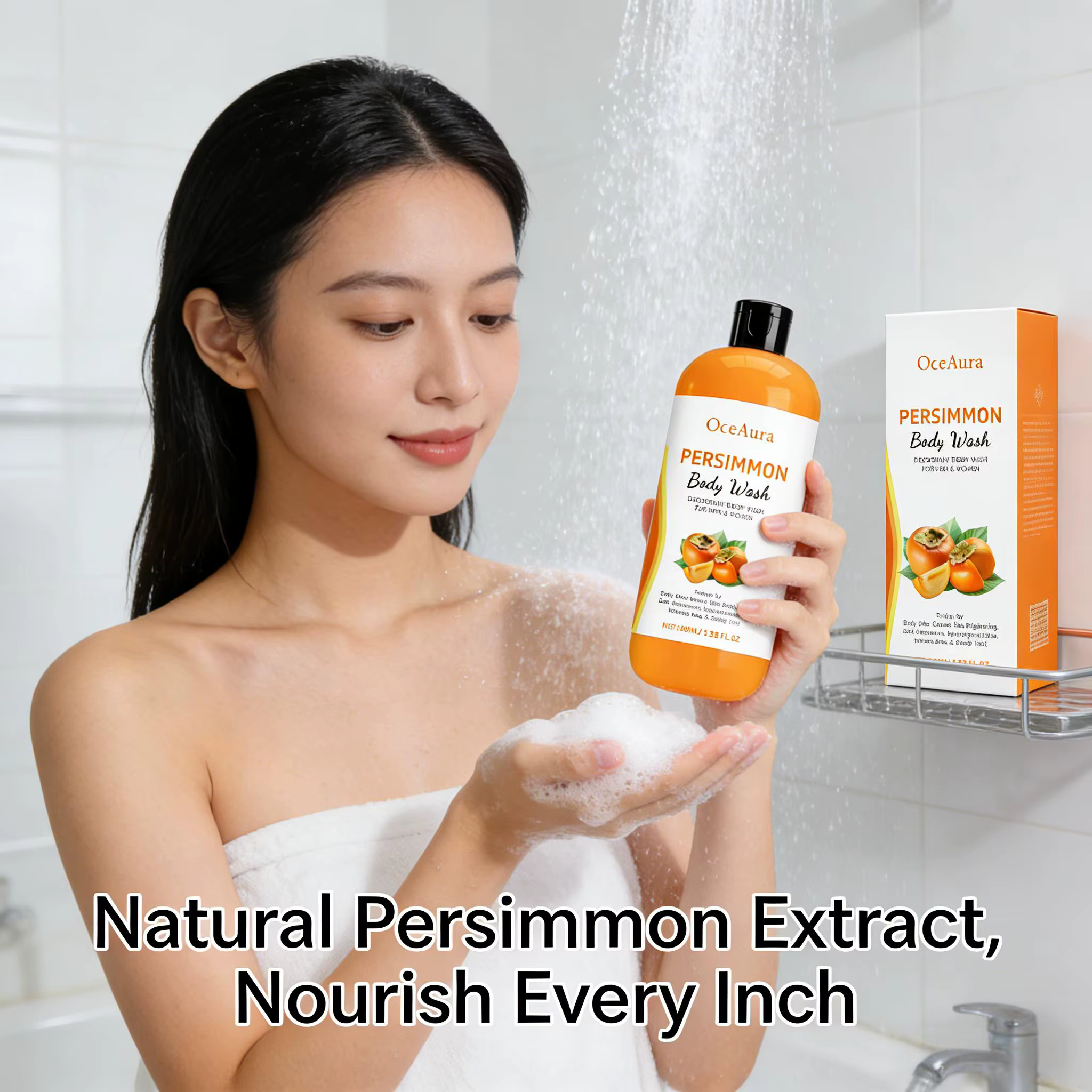 Gel douche au kaki, nettoyage doux