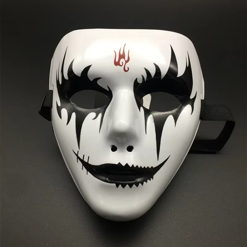 Accessoires d'Halloween Mascarade Performance Masque complet peint à la main Blanc Danse de rue Masque pour les yeux adulte Clown de la mort Noir Or