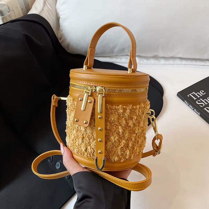 Nouveau Mini petit sac femmes concepteur agneau laine sac à main marque de luxe épaule fourre-tout dame mode seau sac à bandoulière fermeture éclair sac à main