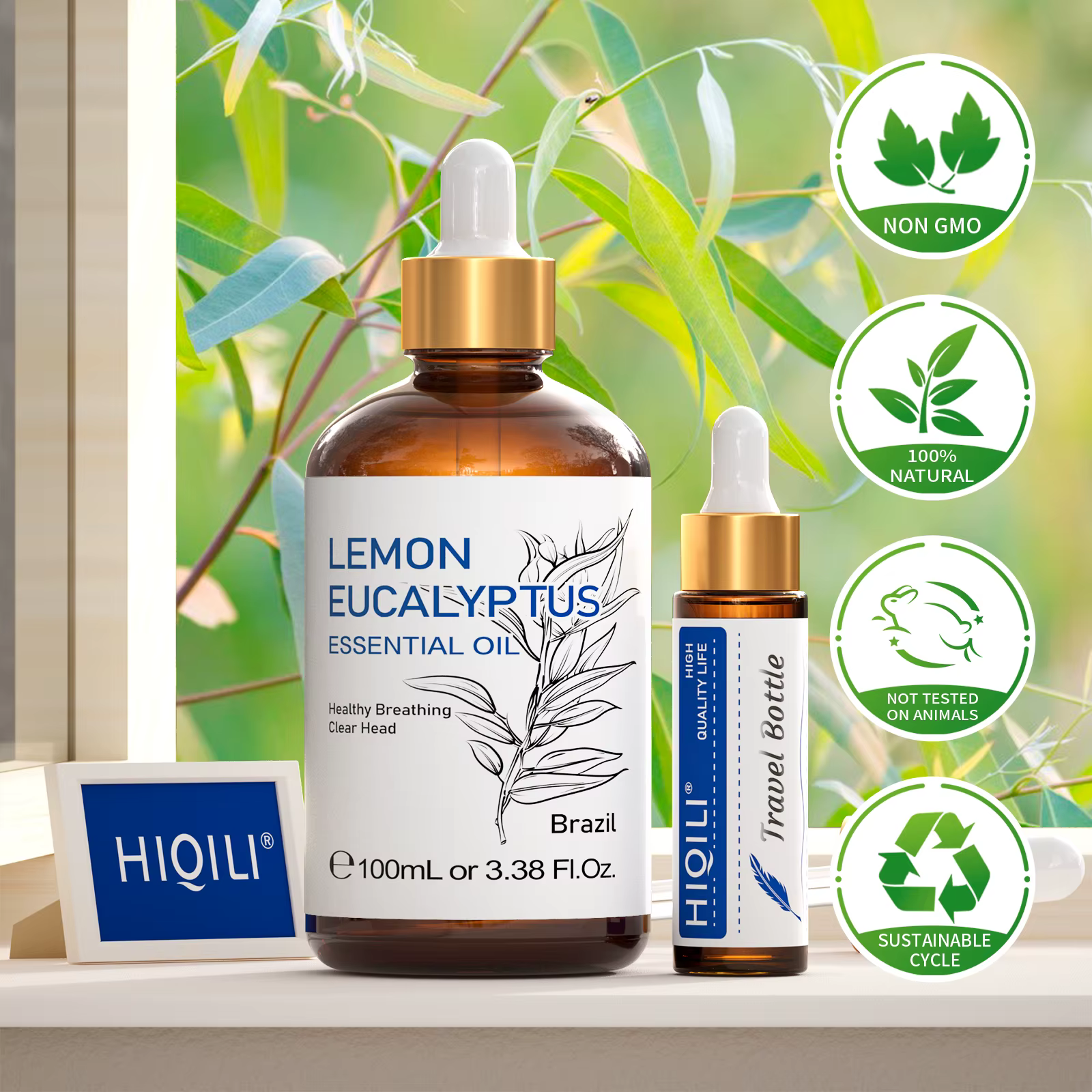 HIQILI 100ML huile essentielle d'eucalyptus citron aromathérapie naturelle Pure avec arbre à thé de menthe poivrée pour désodorisant et nettoyage