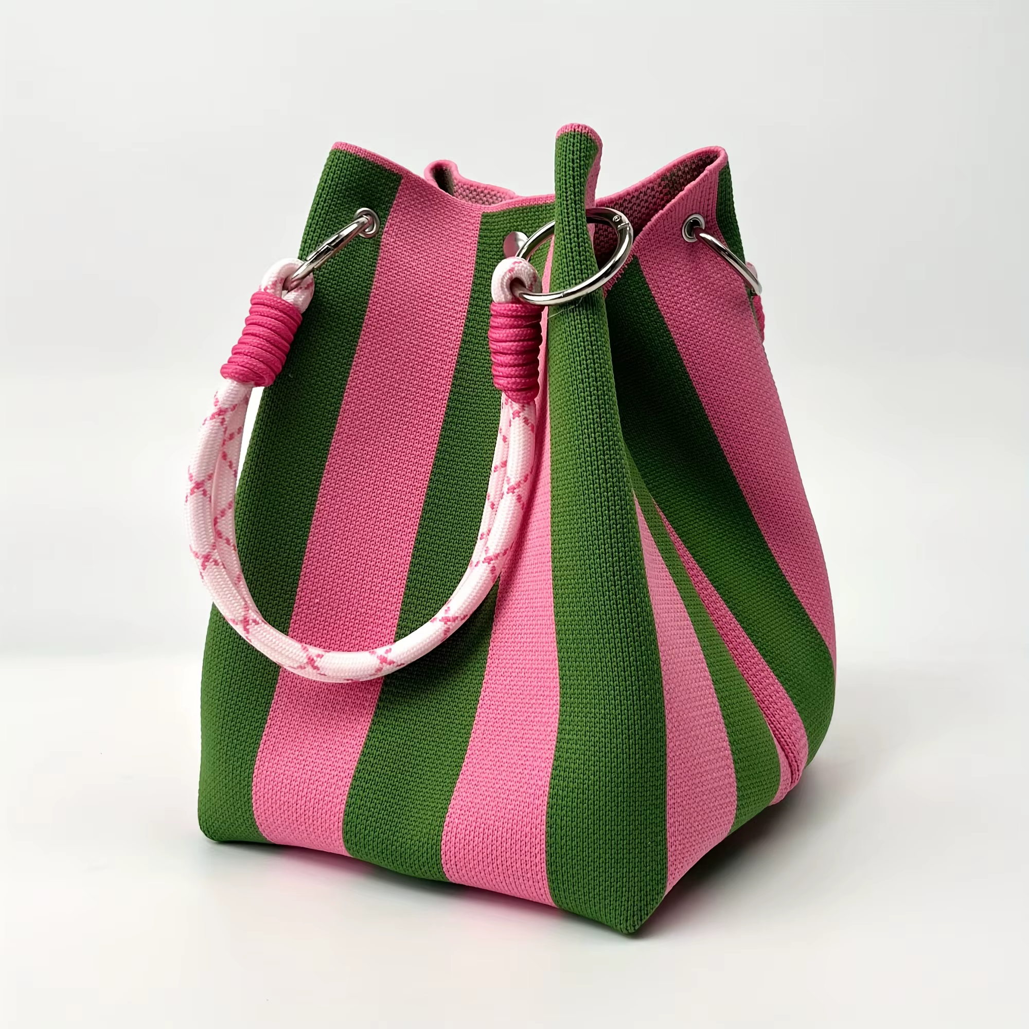 Sac à main rayé - Sac de rangement grande capacité, sac à main polyvalent multicolore, sac seau élégant