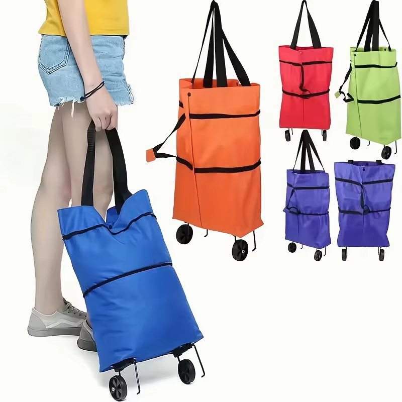 Sac à main pliable 1 pièce, petit chariot de courses, grand sac de supermarché, sac portable pour courses avec dessin à la main