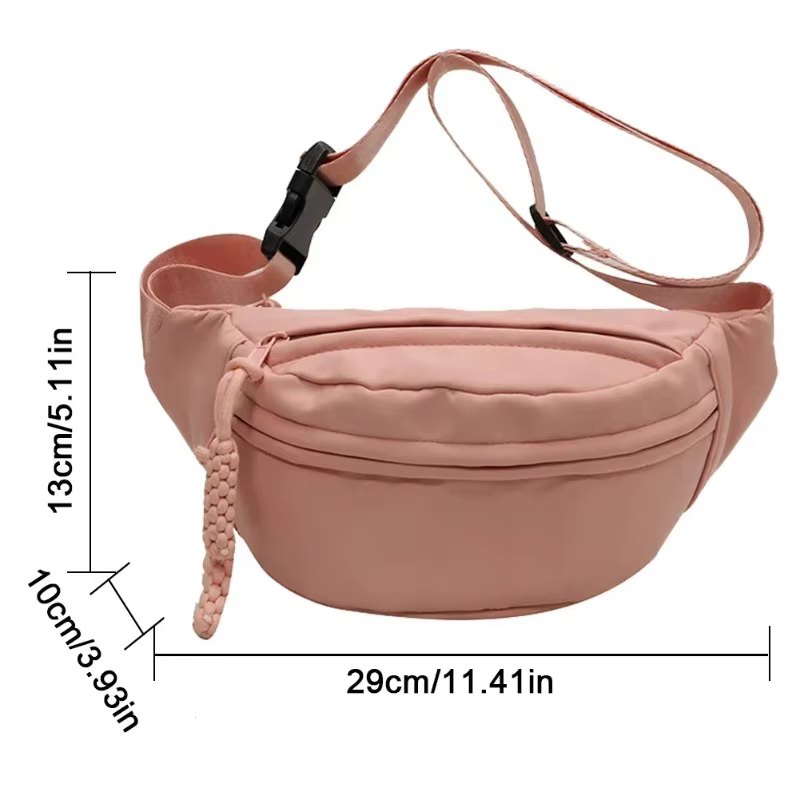 Sac de poitrine demi-lune en toile pour femme, sac banane décontracté à bandoulière