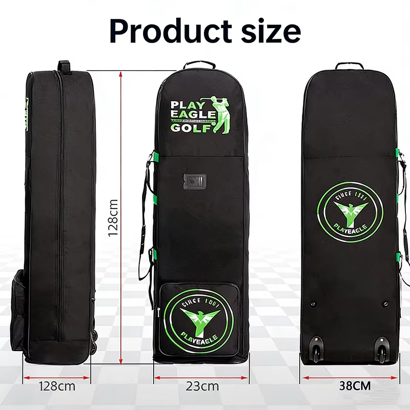 Sac de golf pour l'aviation avec roues silencieuses HKB02, grande capacité de rangement, pliable, pour voyages en avion
