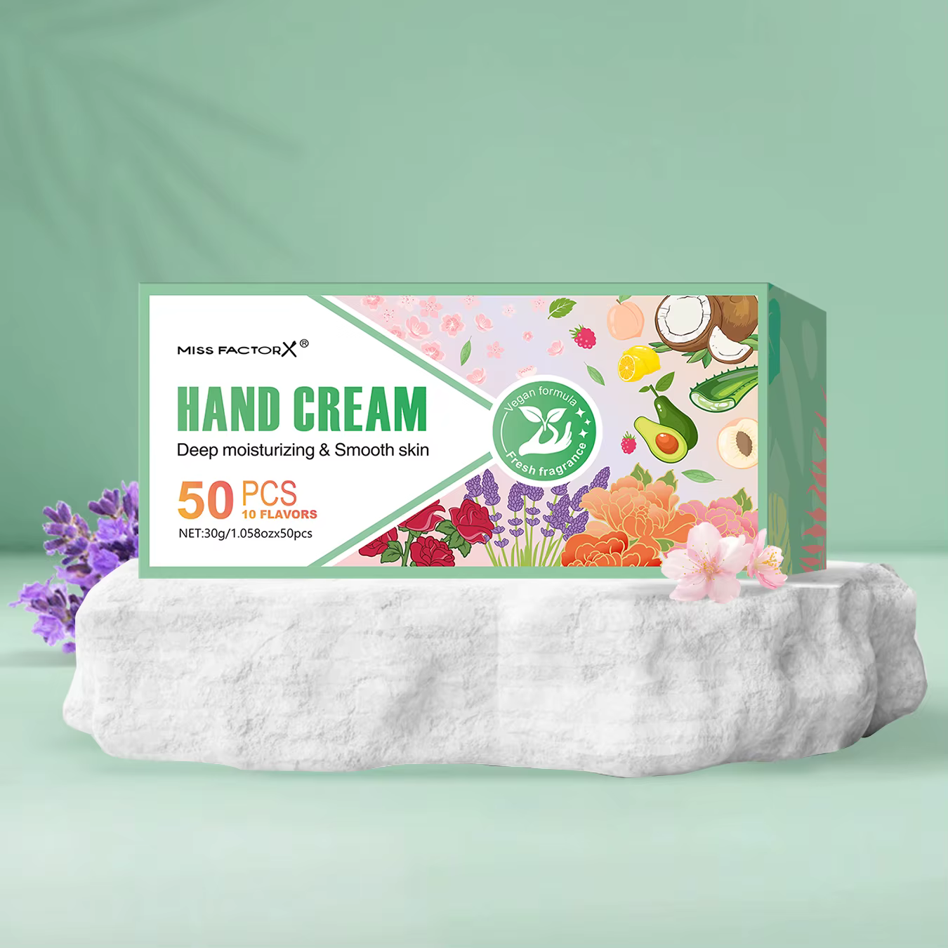 50 pièces/boîte 10 crème pour les mains parfumée-hydratante