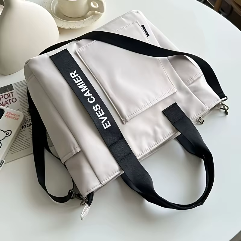 Sac fourre-tout en toile, sac à main simple à la mode, sac à bandoulière pour femmes, sac de transport à main, sac polochon avec fermeture à glissière