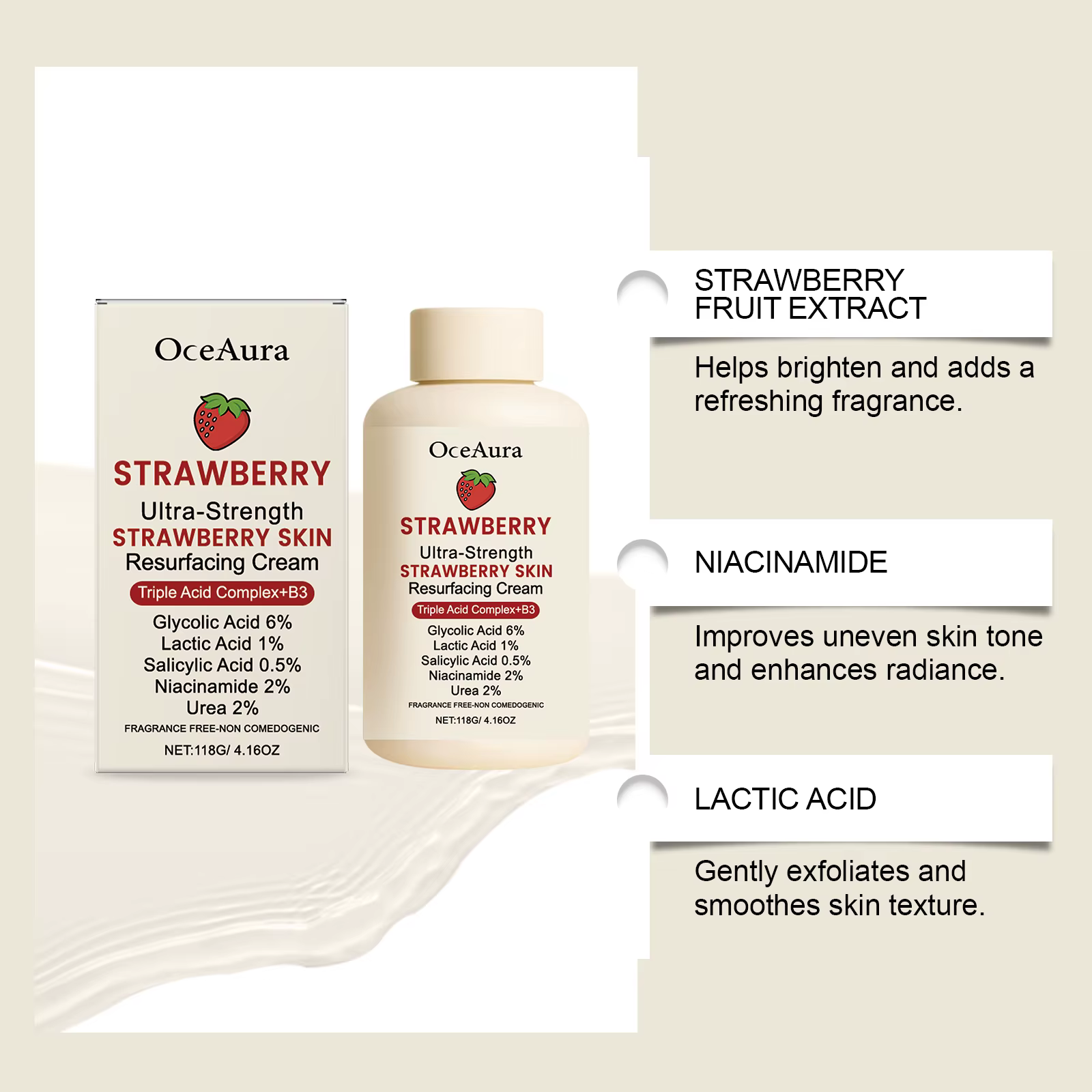 Crème pour le corps à lueur de fraise avec Niacinamide acide salicylique exfoliant hydratant peau lisse Non grasse hydratant cadeau de vacances