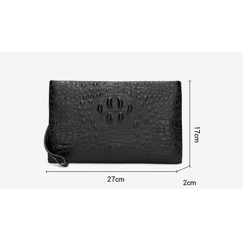 Pochette à main pour hommes avec alligator - cuir gaufré, élégante et pratique pour un usage quotidien Grand portefeuille