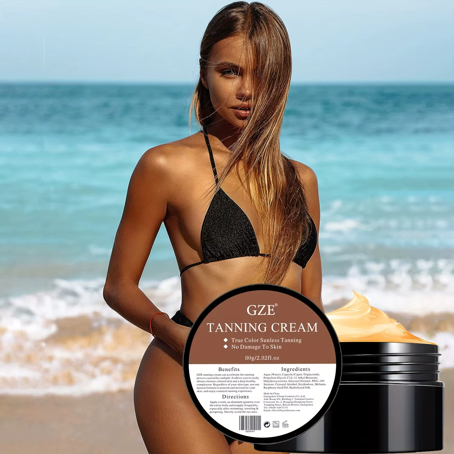 GZE été peau auto-bronzage crème sans soleil auto-bronzant pour visage corps pour lueur naturelle