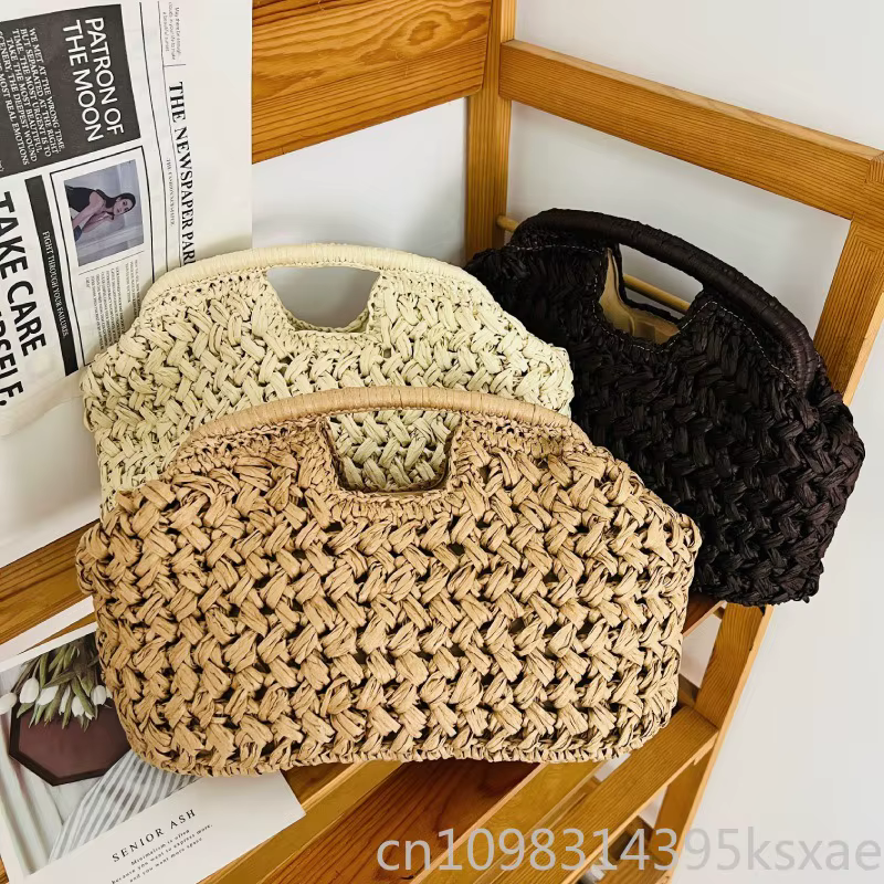 Sac à bandoulière pour femme, sac à main en papier tissé fait main avec fermeture, artisanal, premium, décontracté, plage, quotidien