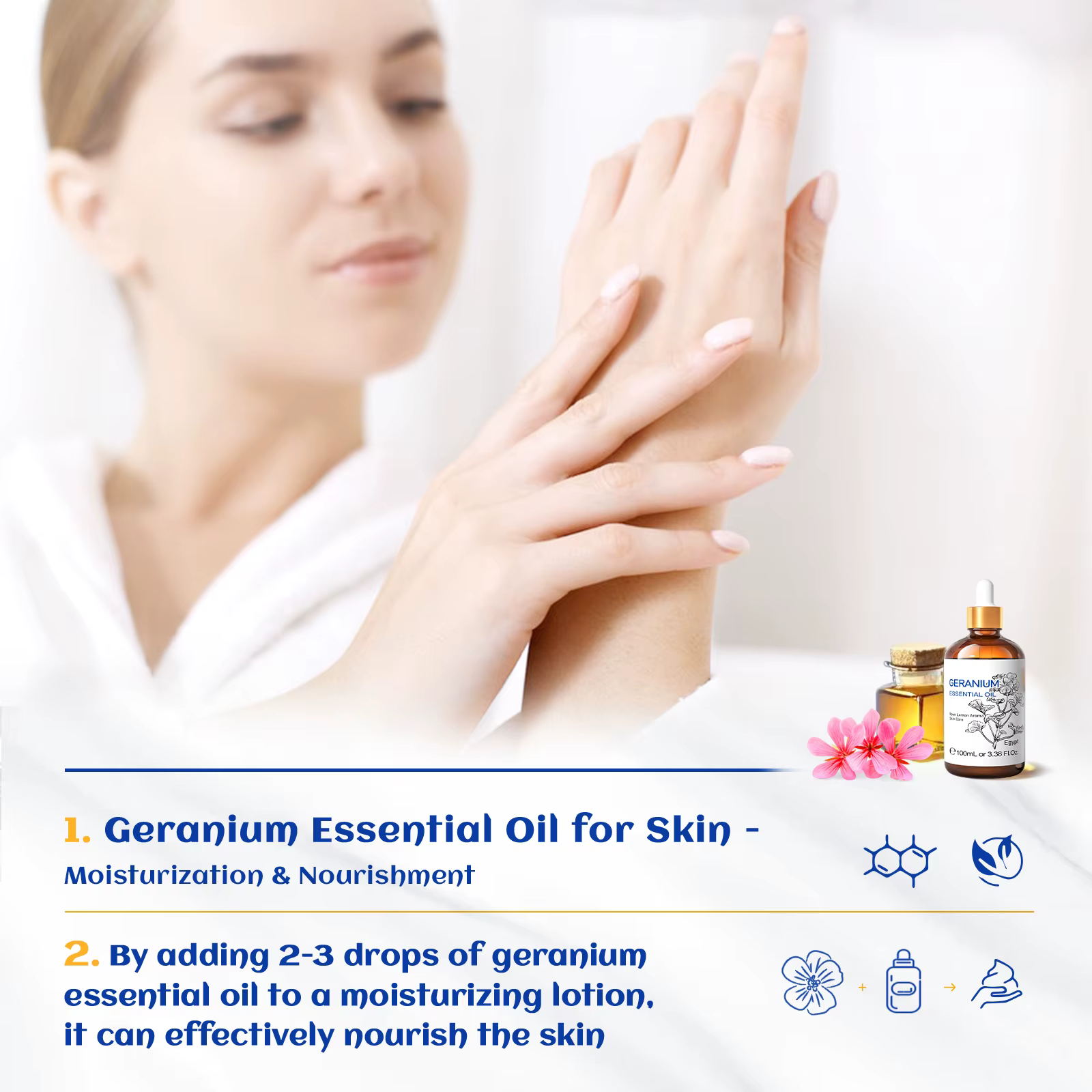 HIQILI huile essentielle de géranium 100% pur naturel Rose hortelle d'eucalyptus Fabrication de bougies diffuseur