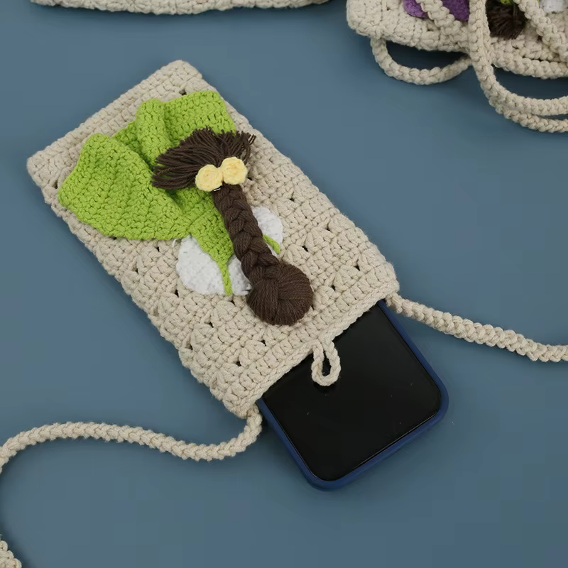 Sac de téléphone portable pour fille mignonne au Crochet, petit sac au Crochet fait à la main pour cadeaux de fille, sac tricoté pour femme, cadeaux de vacances pour ami