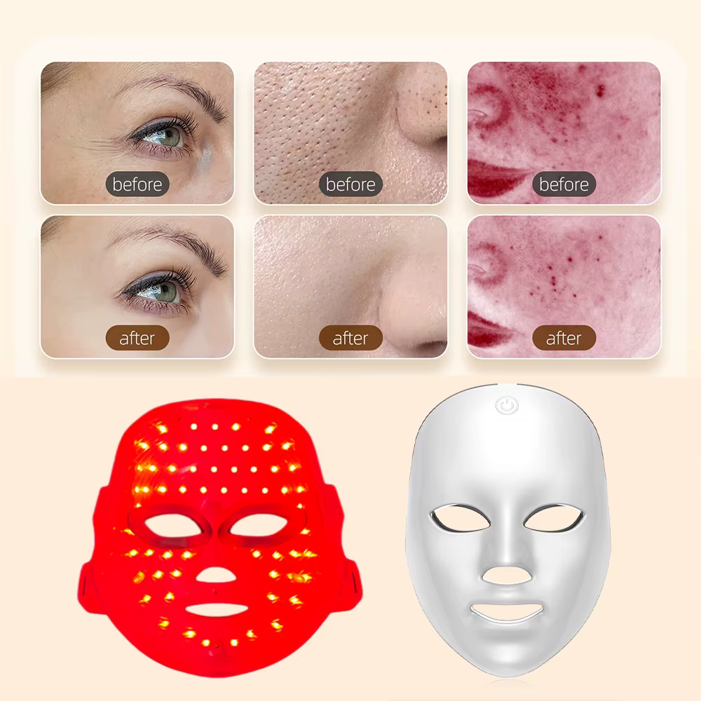 7 couleurs Photon visage masque LED lumière rouge Anti-rides rajeunissement soins de la peau LED masque Facial beauté SPA Ance réparation peau éclaircir