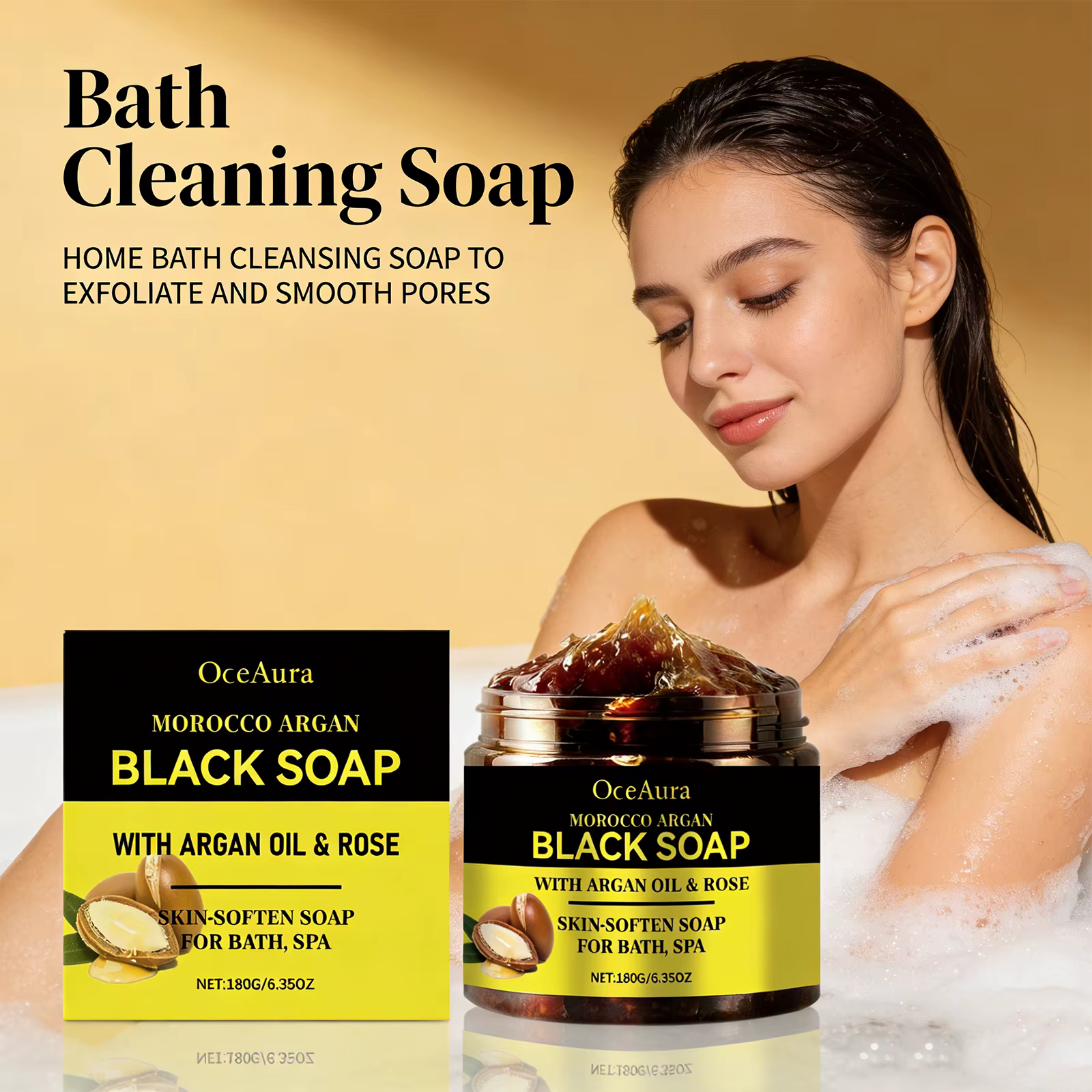Savon noir marocain à l'huile d'argan pour exfolier