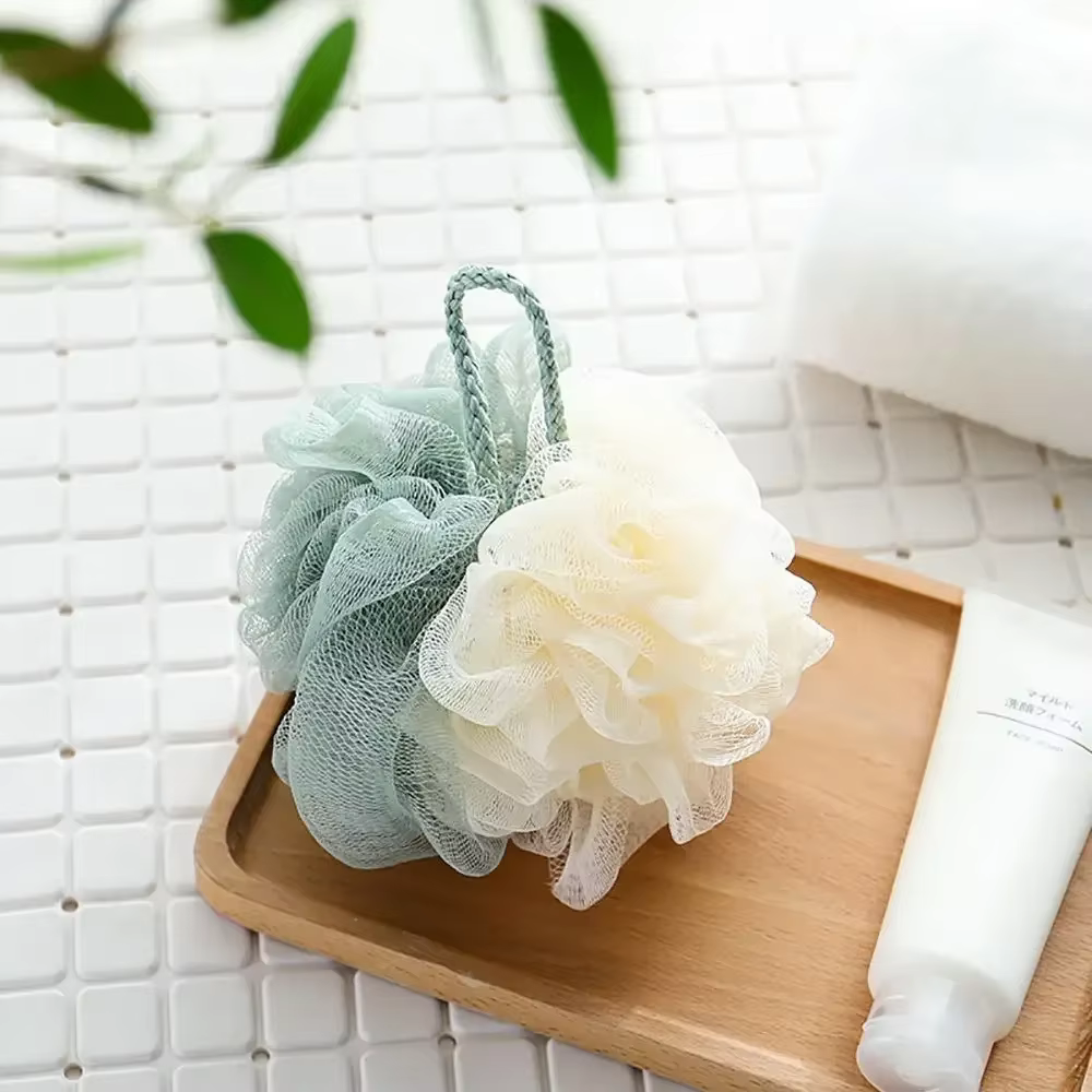 Éponge moussante en maille de douche douce