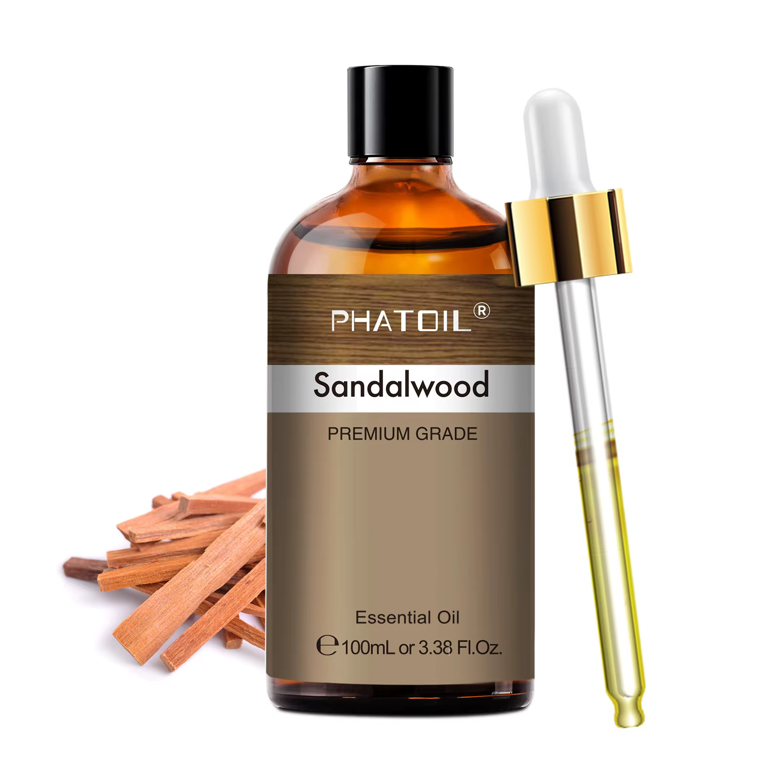 PHATOIL 100ml Huile Essentielle Premium Bois de Santal Lavande Eucalyptus Menthe Poivrée Citronnelle Vanille Huiles Essentielles d'Aromathérapie