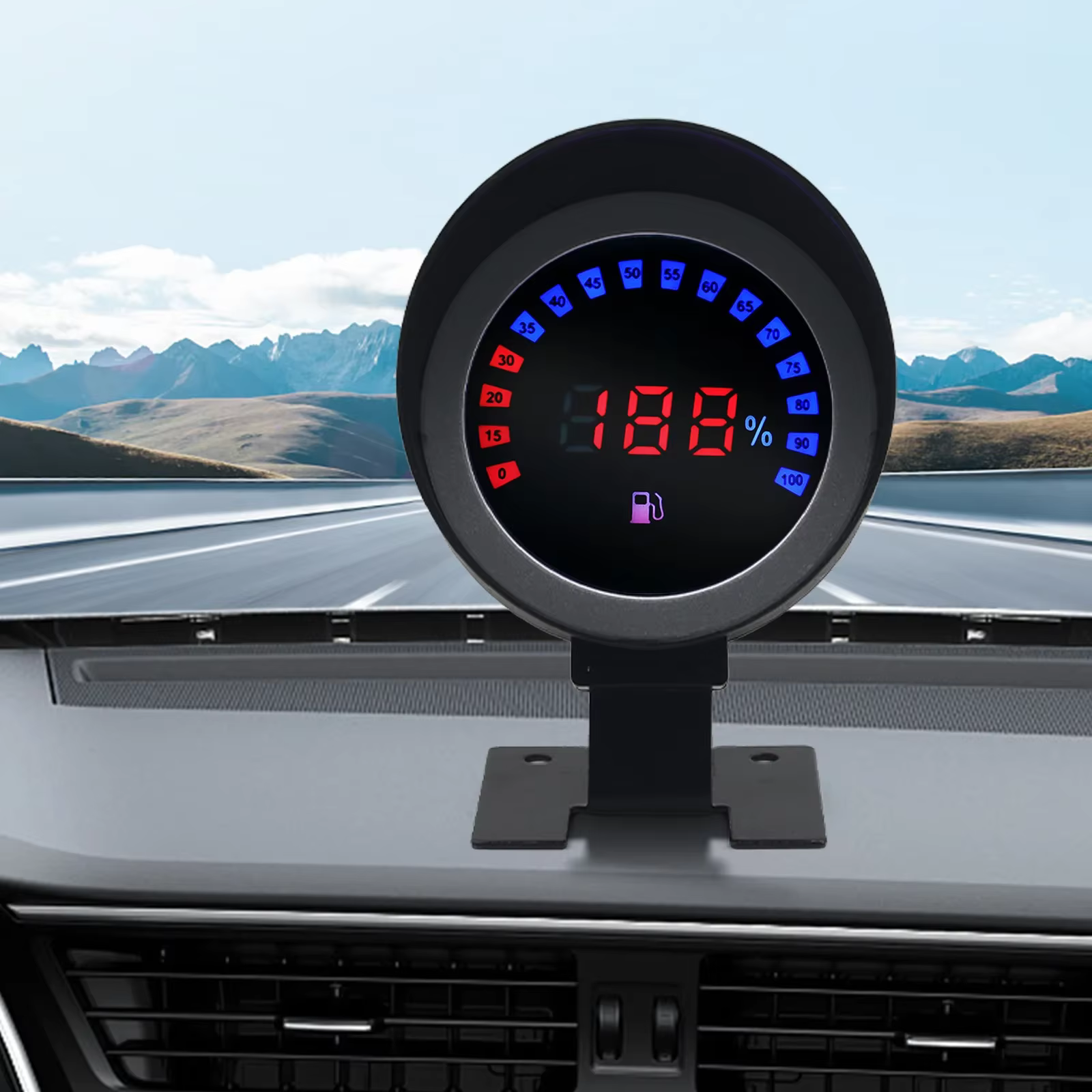 Jauge de niveau de carburant 100% LED rouge, affichage numérique bleu, horloge automobile, indicateur de niveau de réservoir d'huile pour voiture, bateau, flotteur de niveau de carburant