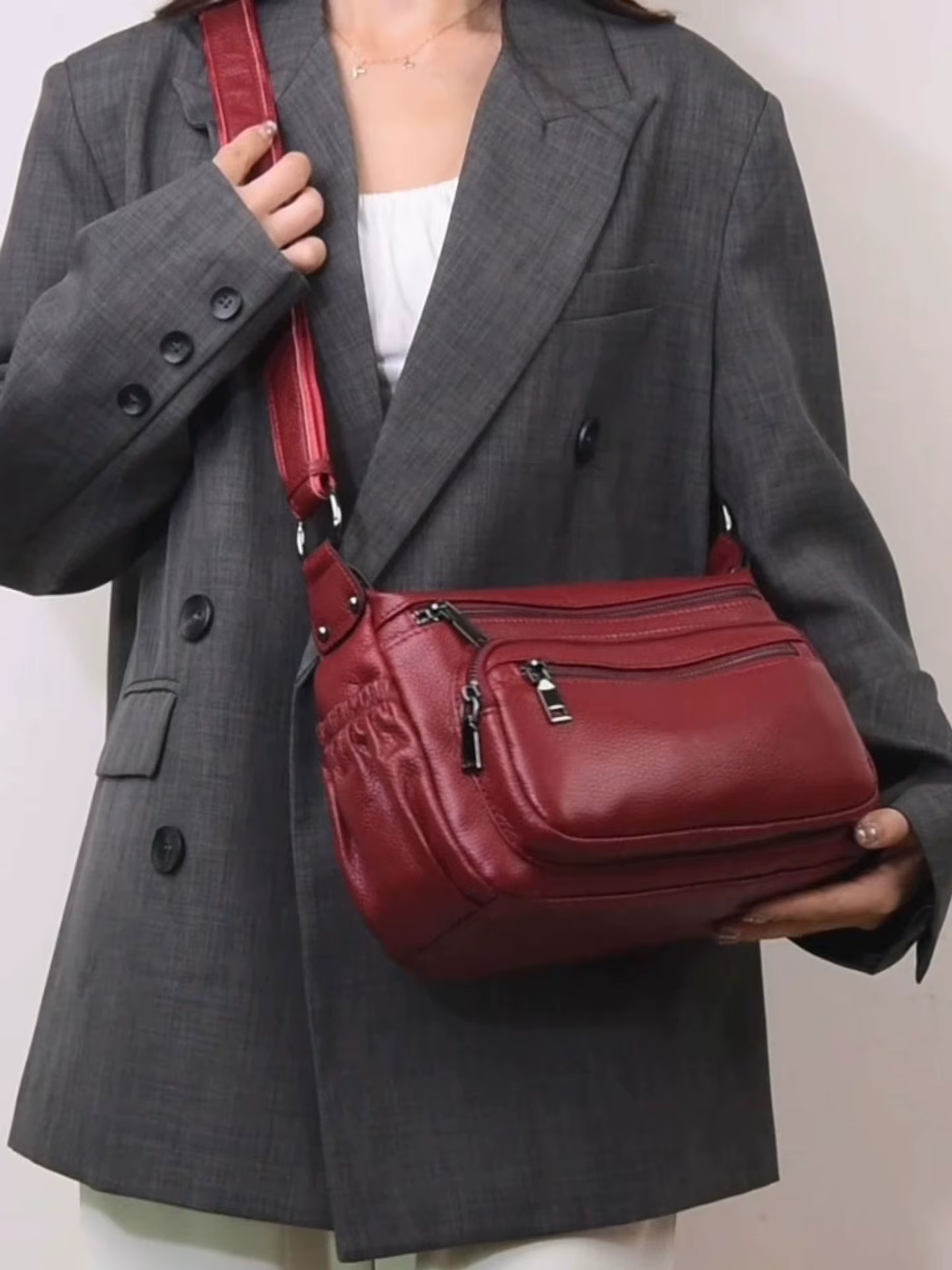 Sacs de luxe pour femmes en cuir véritable, sacs de marque originaux élégants et minimalistes, sacs à bandoulière structurés