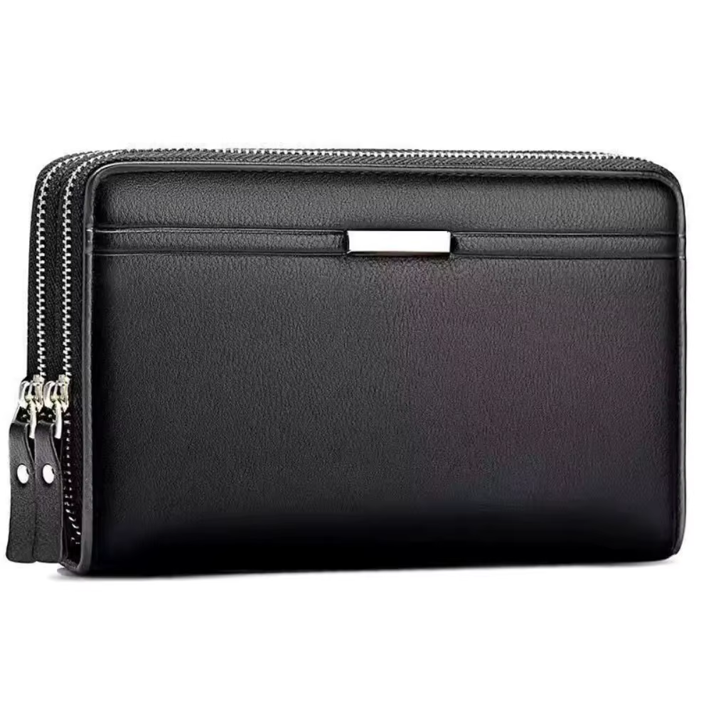 Portefeuille pour hommes Long argent prépuce sac à main en cuir grand sac à main d'affaires porte-carte de téléphone portable cadeau pour hommes père fils mari B