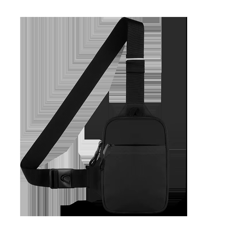 Un mini sac à bandoulière élégant pour hommes, conçu en tissu nylon, doté d'un panneau arrière à motifs en nid d'abeille conçu pour contenir une mob