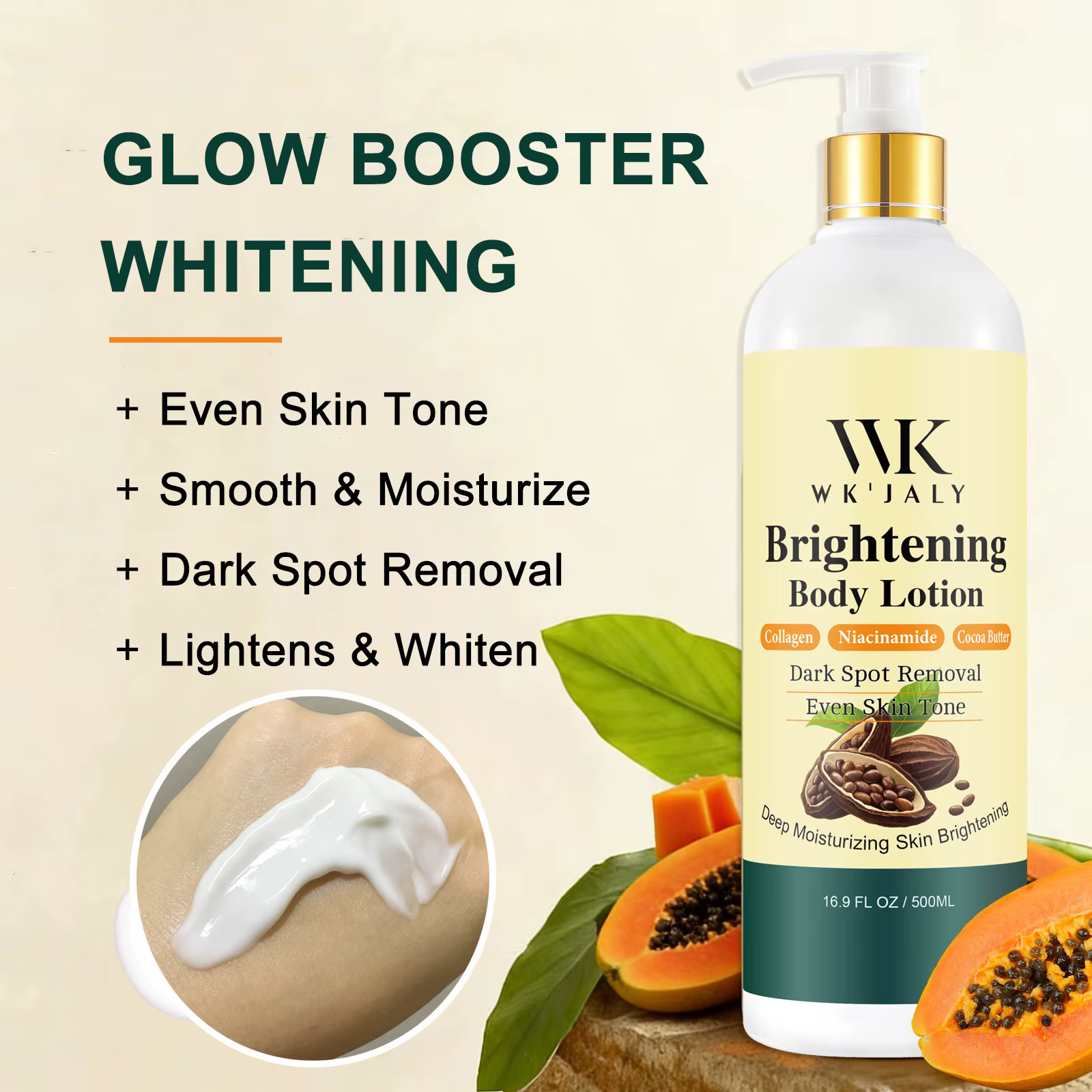 Lotion corporelle éclaircissante WK JALY Collagen Papaya Glow